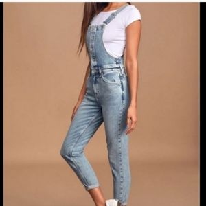 Free People Light Blue Denim Overalls